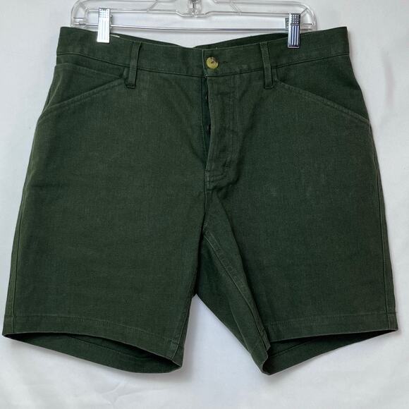 Taylor Stitch Men's Green Boss Duck Athletic Golf Button Fly Shorts Size 33